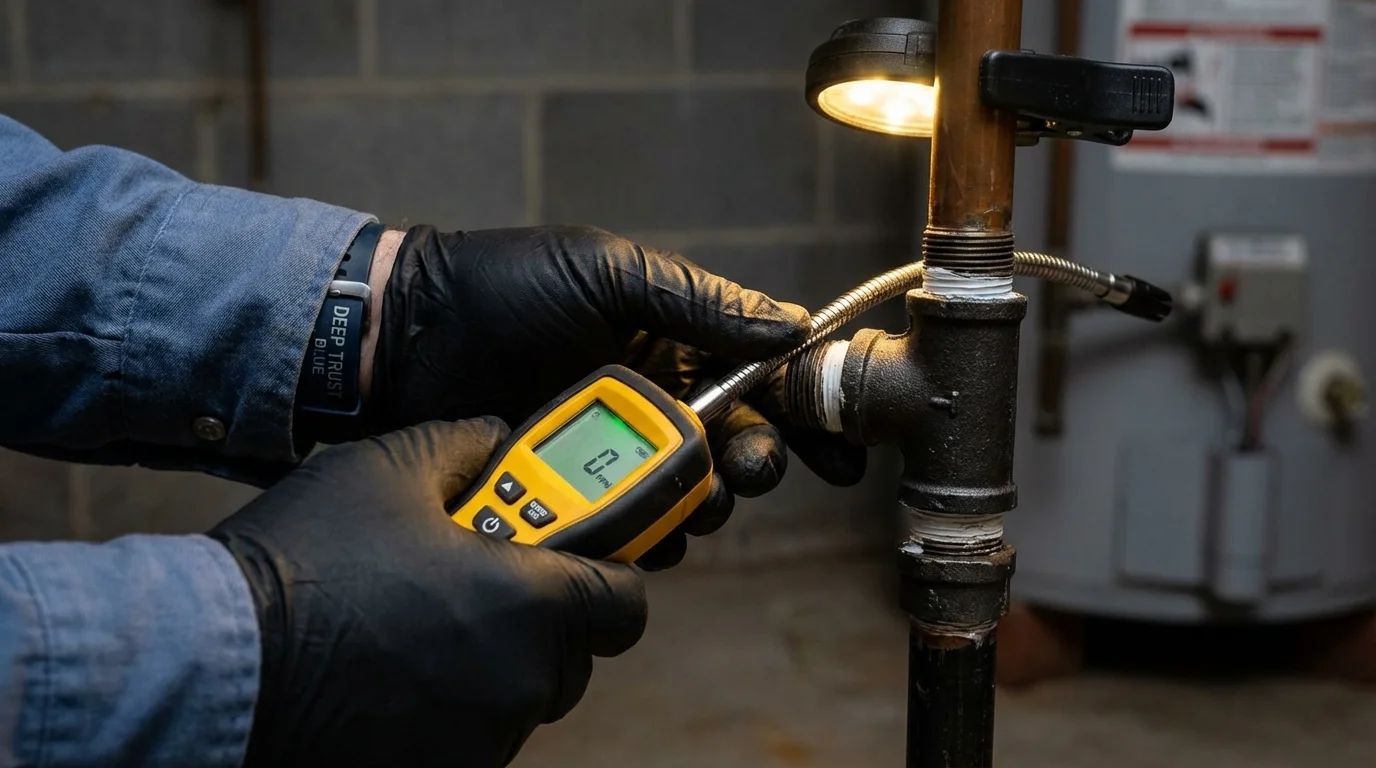 Gas leak detection with electronic sniffer by Johns Plumbing LLC in Pearson